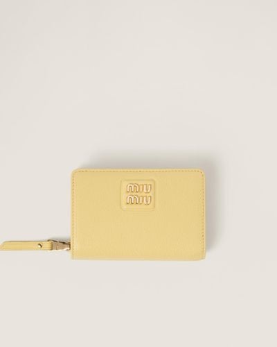 Miu Miu Small Madras Leather Wallet - Yellow