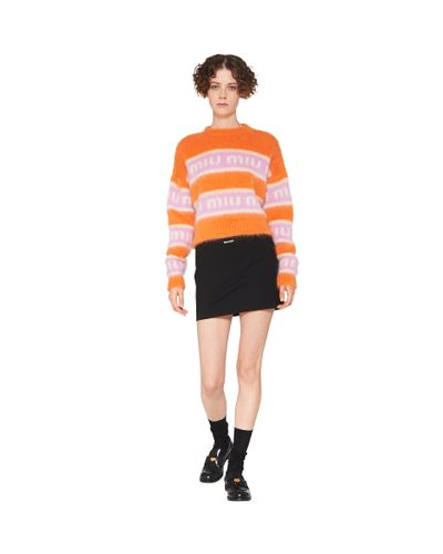 Miu Miu Crew-neck Mohair Sweater - Orange