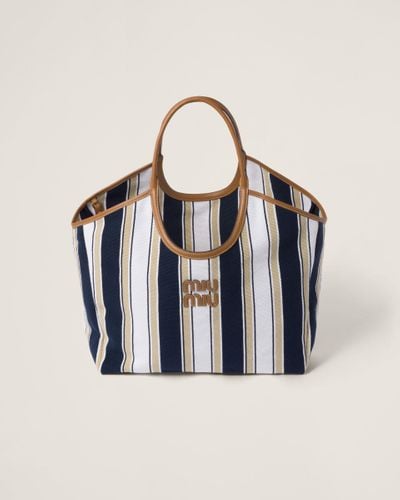 Miu Miu Blue Ivy Striped Tote Bag