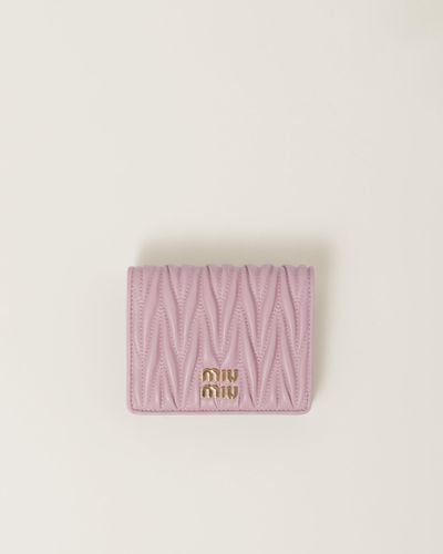 Miu Miu Small Matelassé Nappa Leather Wallet - Pink
