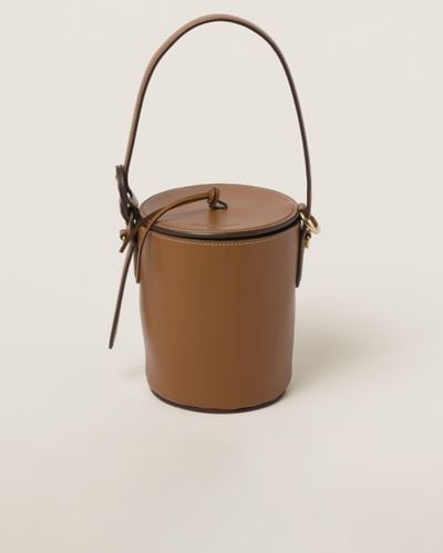 Miu Miu Leather Bucket Bag - Natural