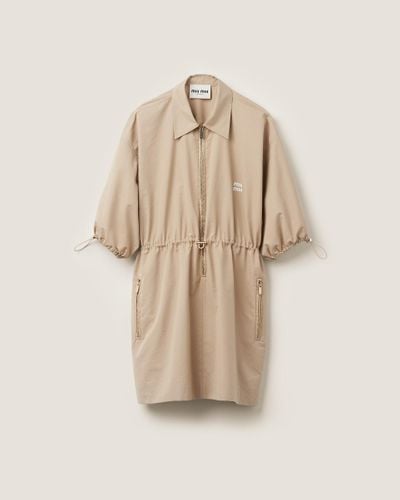 Miu Miu Cotton And Silk Mini-dress - Natural