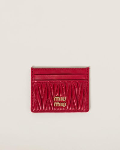 Miu Miu Matelassé Nappa Leather Card Holder - Red
