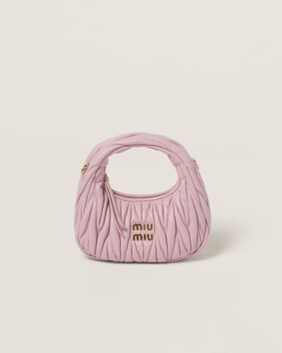 Miu Miu Wander Matelassé Nappa Leather Hobo Mini-bag - Pink