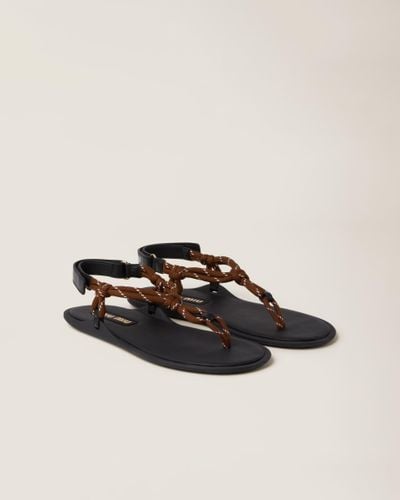 Miu Miu Riviere Cord And Leather Sandals - Brown