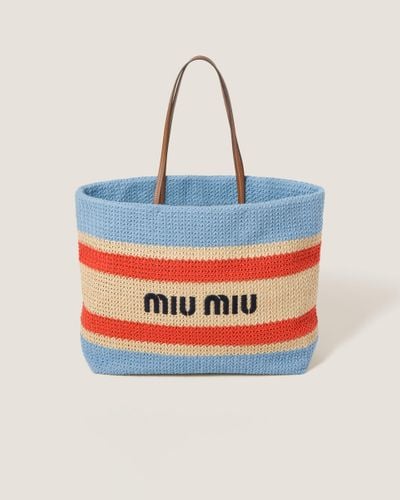 Miu Miu Woven Fabric Tote Bag - Blue