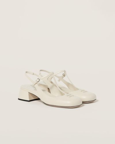 Miu Miu Patent Leather Slingback Pumps - White