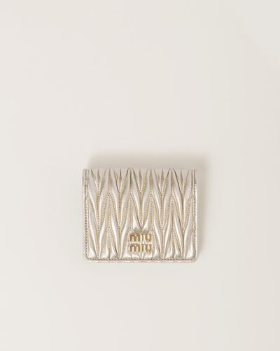 Miu Miu Small Matelassé Nappa Leather Wallet - Natural