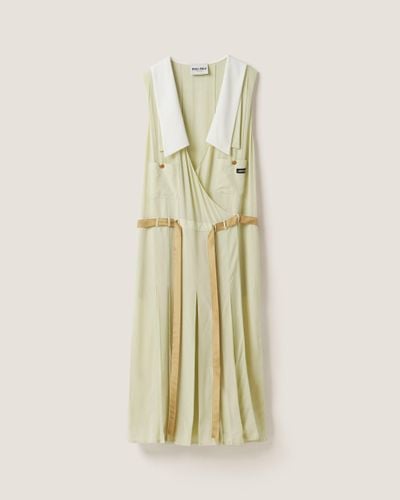 Miu Miu Garment-Dyed Crepe De Chine Dress - Metallic