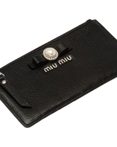 Miu Miu Madras Leather Envelope Wallet - Black
