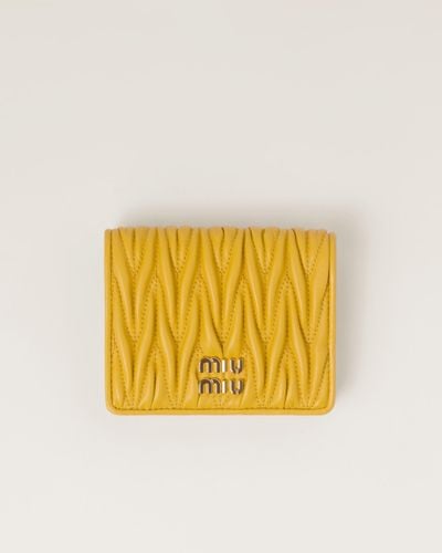 Miu Miu Small Matelassé Nappa Leather Wallet - Yellow