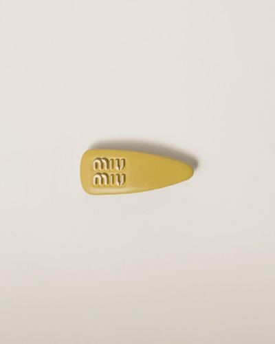 Miu Miu Nappa Leather Hair Clip - Metallic