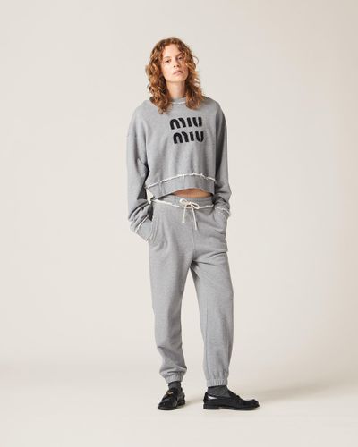Miu Miu Cotton Fleece Sweatpants - Gray