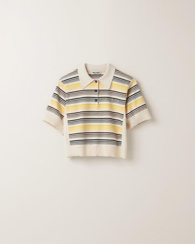Miu Miu Cotton Knit Polo Shirt - Metallic