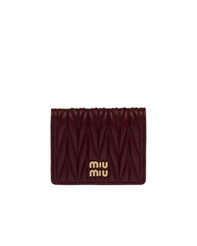 Miu Miu Small Matelassé Nappa Leather Wallet - Purple