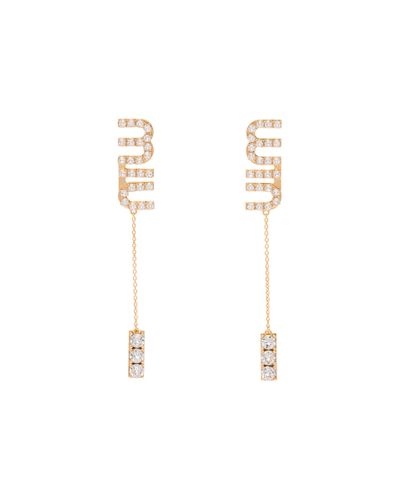 Miu Miu Pendant Earrings With Crystals - White