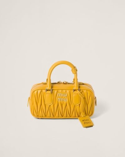 Miu Miu Arcadie Matelassé Nappa Leather Bag - Yellow