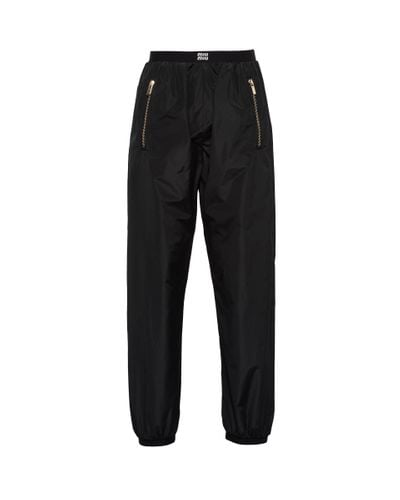 Miu Miu Logo-print Technical Silk Jogger Trousers - Black