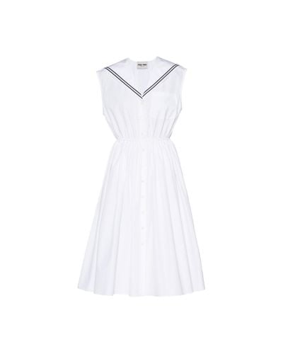 Miu Miu Sailor Poplin Dress - White