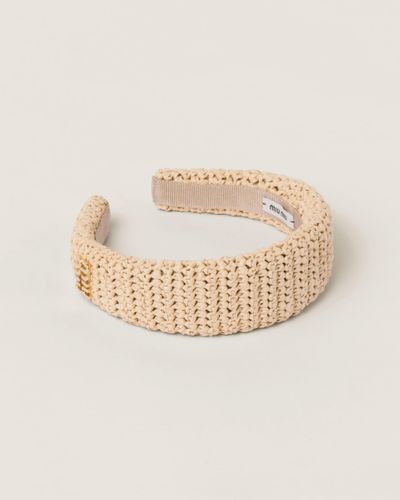 Miu Miu Woven Fabric Headband - Natural