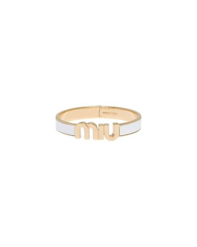 Miu Miu Enameled Metal Bracelet - White
