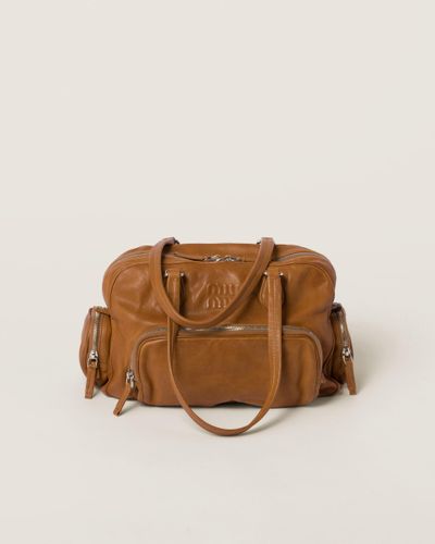 Miu Miu Nappa Leather Top-Handle Bag - Brown