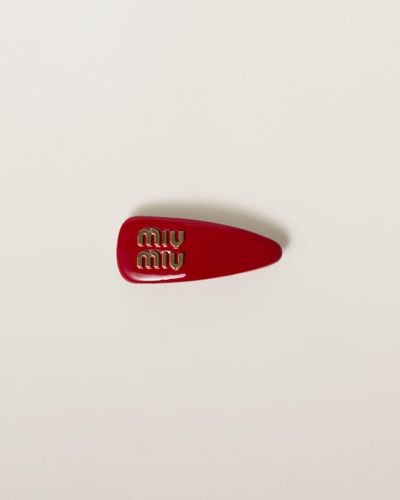 Miu Miu Patent Leather Hair Clip - Red