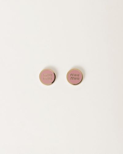 Miu Miu Enamelled Metal Earrings - Pink