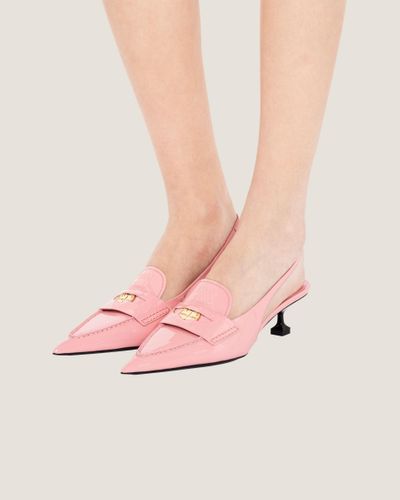 Miu Miu Leather Penny Loafers With Heel - Pink