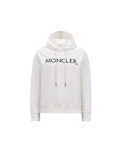 Moncler Embroidered Logo Hoodie White