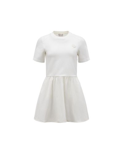 Moncler Fit & Flare Cotton Mini Dress - White