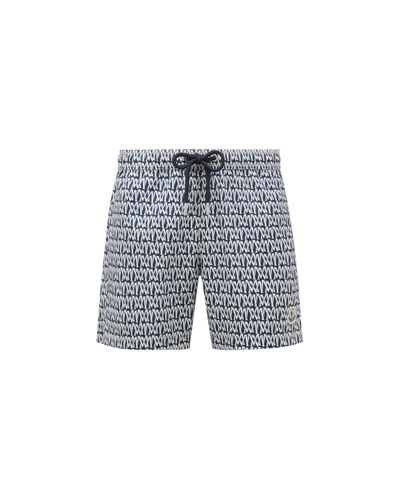 Moncler Monogram-print Logo-patch Swim Shorts - Gray