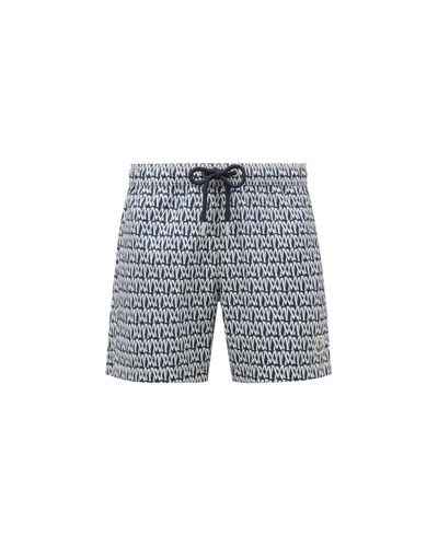 Moncler Badeshorts mit Monogramm-Print - Grau