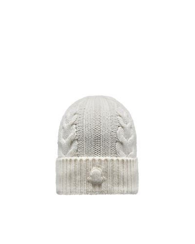 Moncler Mütze mit zopfmuster aus kaschmir - Weiß