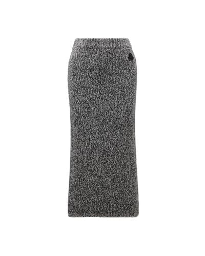Moncler Mouliné Wool Pencil Skirt - Gray