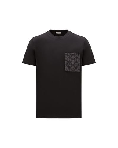Moncler T-shirt à empiècement monogramme - Noir