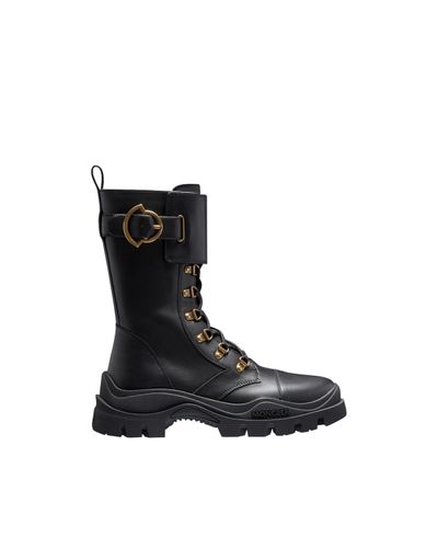 Moncler Larue Lace-up Leather Boots - Black