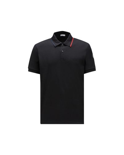 Moncler Cotton Pique Polo Shirt - Black