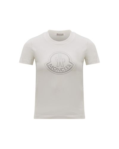 Moncler T-shirt con logo cristalli - Grigio