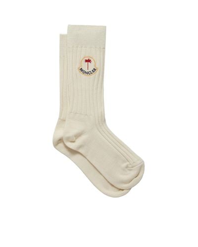 8 MONCLER PALM ANGELS Logo Wool Socks - White