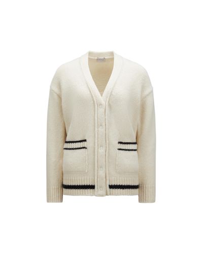 Moncler Cardigan en laine mélangée à logo - Blanc