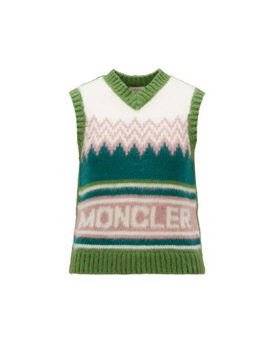 Moncler Weste aus wolle mit logo - Grün