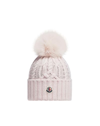 Moncler Wool & Cashmere Beanie With Pom Pom - Pink