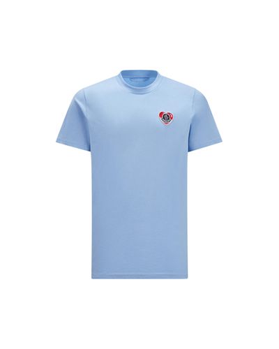 Moncler T-shirt mit herz-logo - Blau