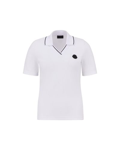 Moncler Logo Patch Polo Shirt White