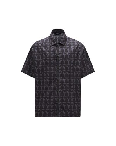 Moncler Camisa de algodón estampada con logotipo - Negro