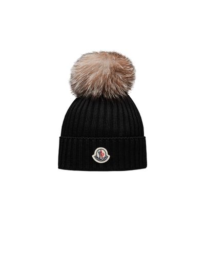 Moncler Wool Beanie With Pom Pom in Red | Lyst