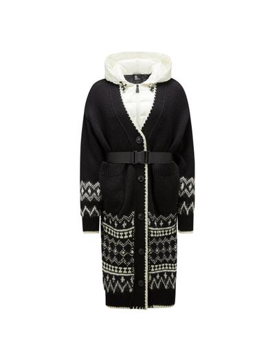3 MONCLER GRENOBLE Alpaca & Wool Jacquard Long Cardigan Multicolor - Black