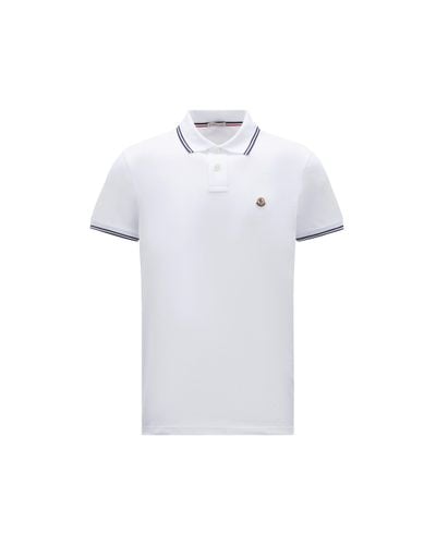Moncler Poloshirt mit logoaufnäher - Weiß
