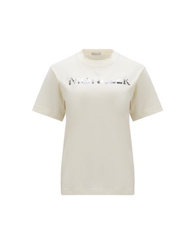 Moncler Camiseta con logotipo y lentejuelas - Blanco